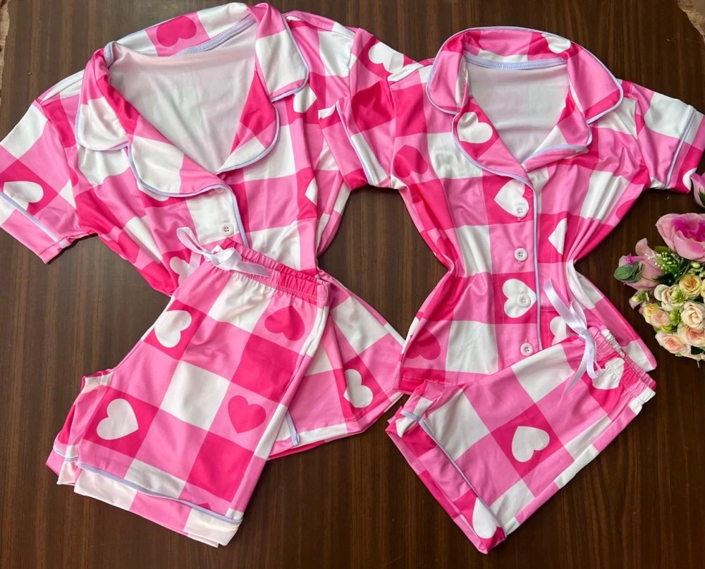 Kit Pijama Americano Manga Mãe e Filha